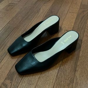 ALDO Brerwen Black Mid Heel Square Toe Slip Ons, size 10